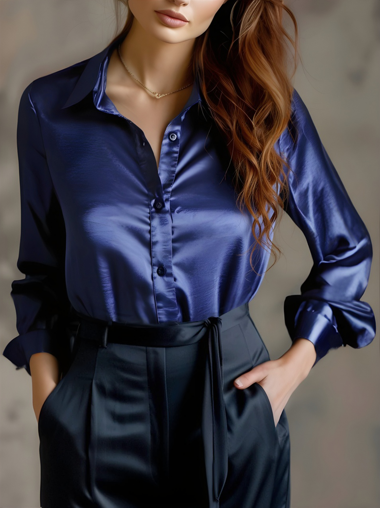 Moya Women's Blouse | Elegant Silk Long Sleeve Tops, Plus Size Available 1