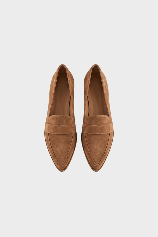 Nina Penny Loafers | Soft Suede, Pointed Toe, Small Block Heel, Black 0