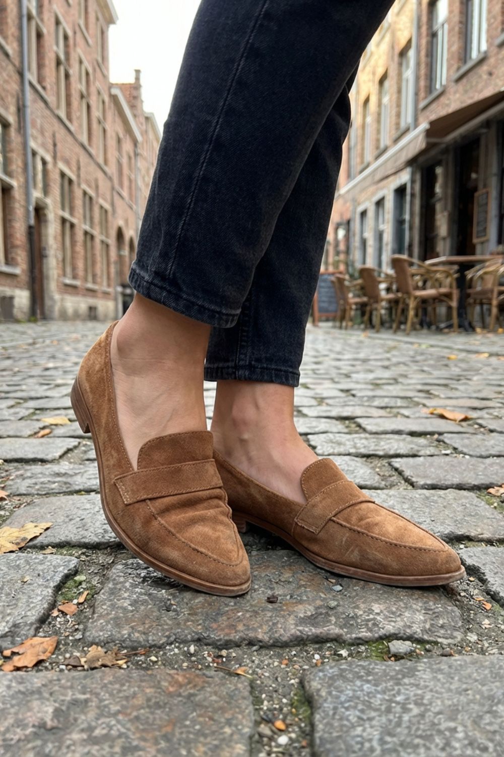 Nina Penny Loafers | Soft Suede, Pointed Toe, Small Block Heel, Black 2