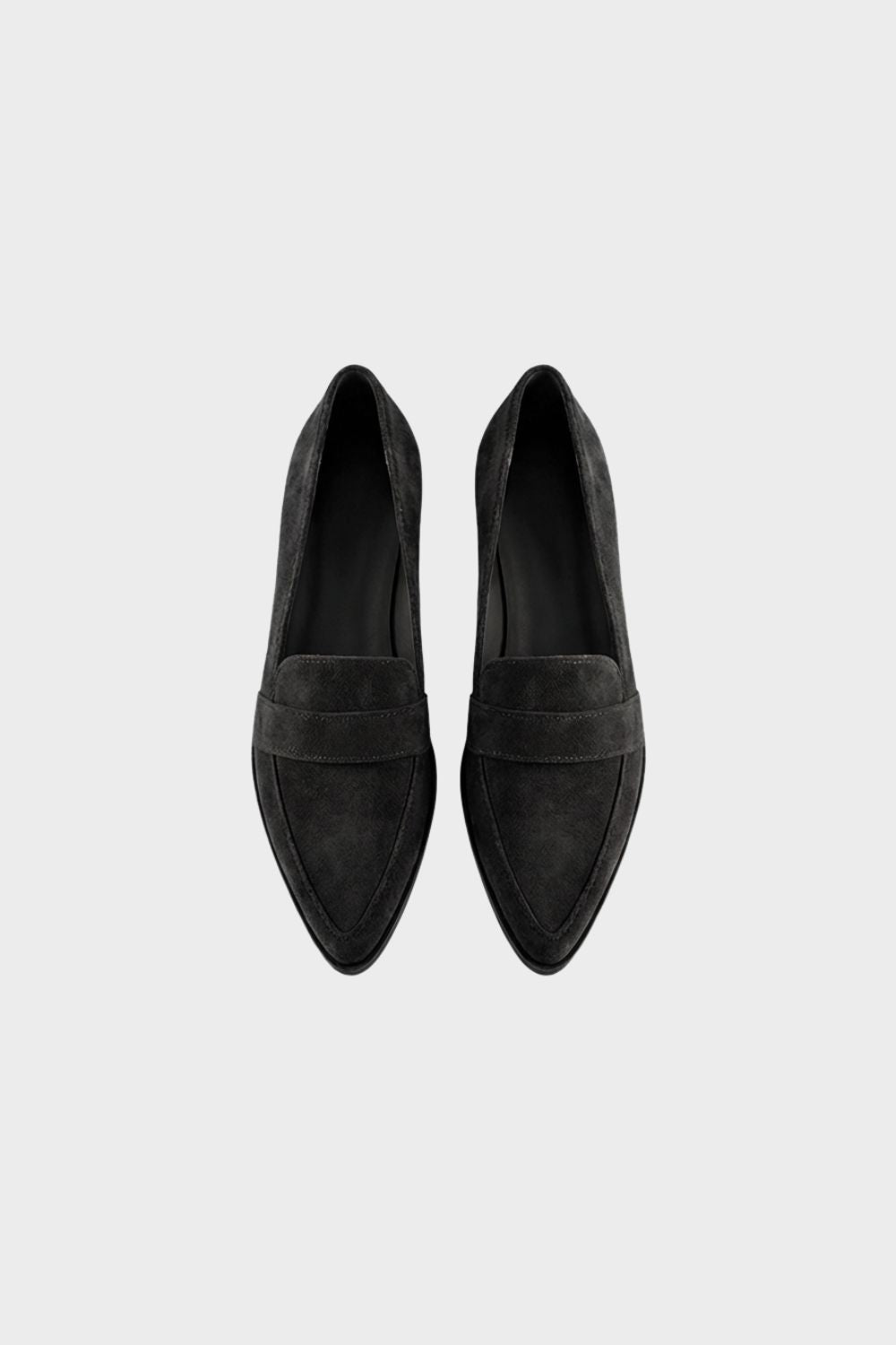 Nina Penny Loafers | Soft Suede, Pointed Toe, Small Block Heel, Black 3