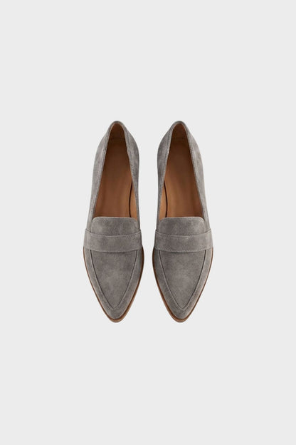 Nina Penny Loafers | Soft Suede, Pointed Toe, Small Block Heel, Black 4