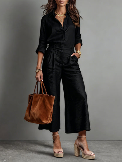 Pavia Linen Set | 100% Pure Linen, Pink Capri Pants & Loose Shirt 1