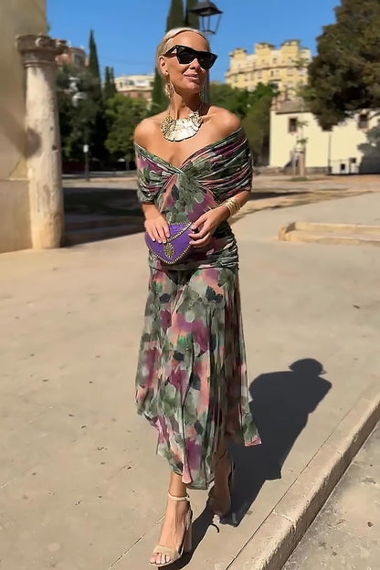 Piper Floral Maxi Dress | Elegant V-Neck, Pleated Waist, Lightweight Fabric 3
