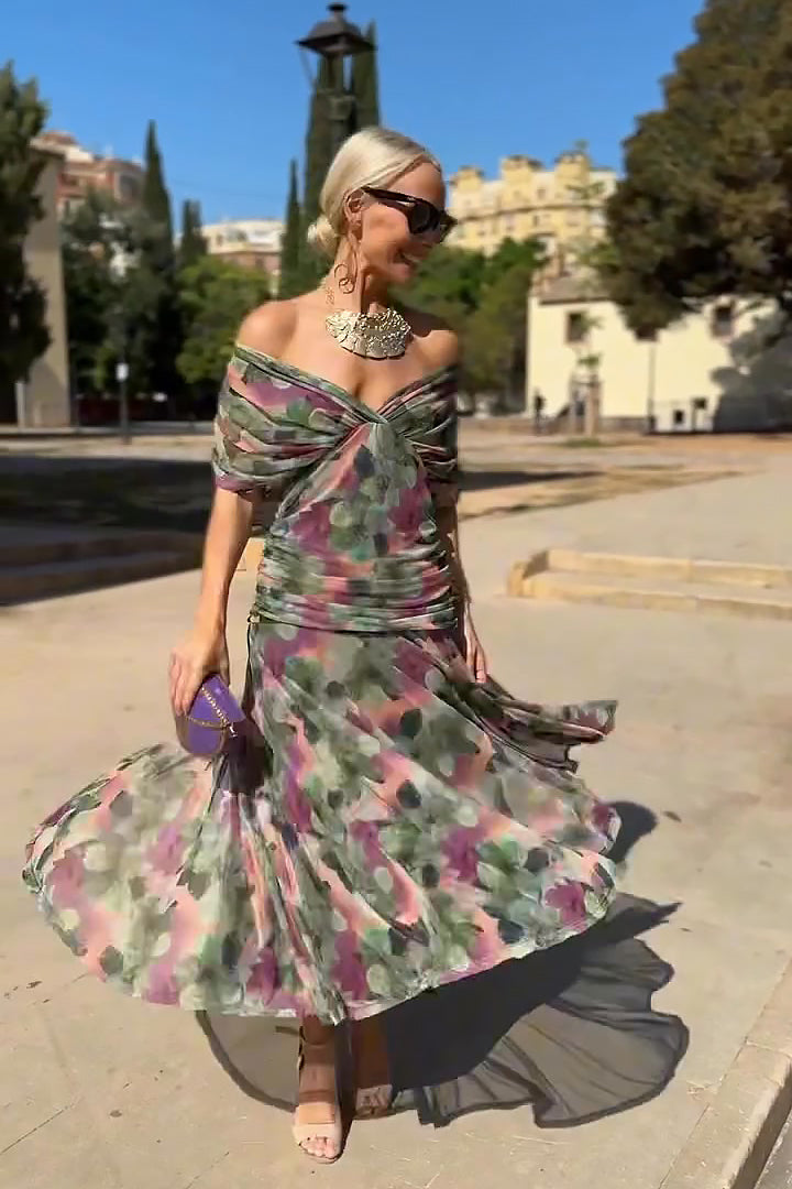 Piper Floral Maxi Dress | Elegant V-Neck, Pleated Waist, Lightweight Fabric 4