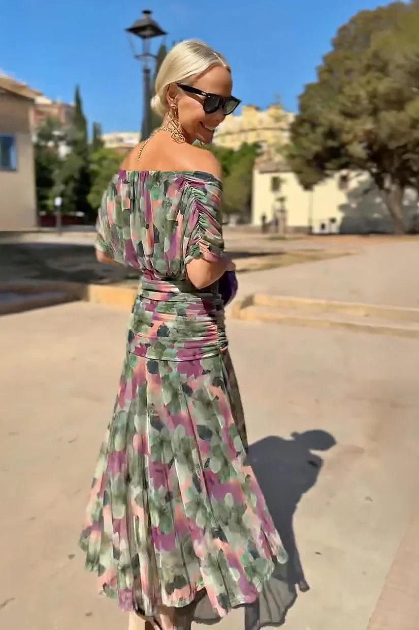 Piper Floral Maxi Dress | Elegant V-Neck, Pleated Waist, Lightweight Fabric 6