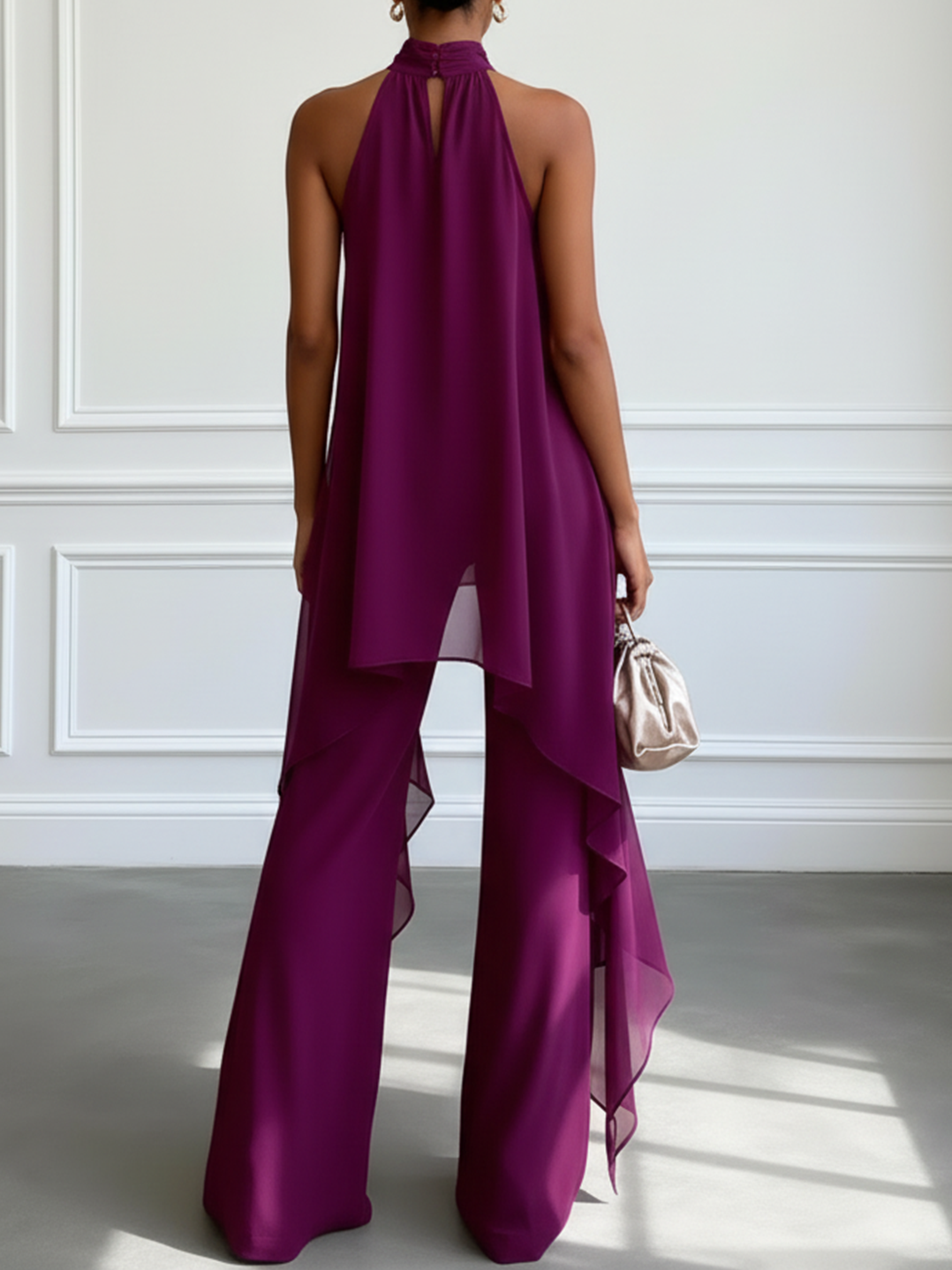 Prina Women's Set | Elegant Halter Top and Pants, 100% Polyester 1