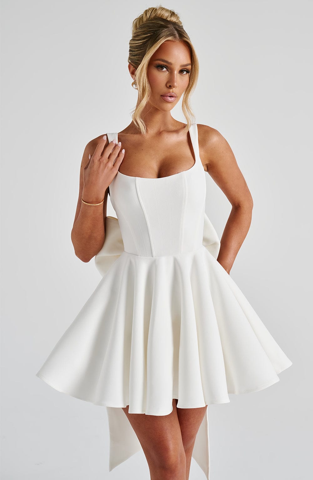 Riviera Mini Dress | Elegant Ivory Wedding Guest Dress 0