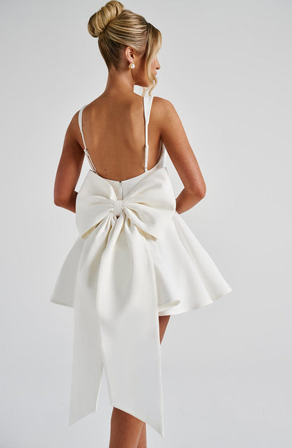 Riviera Mini Dress | Elegant Ivory Wedding Guest Dress 1