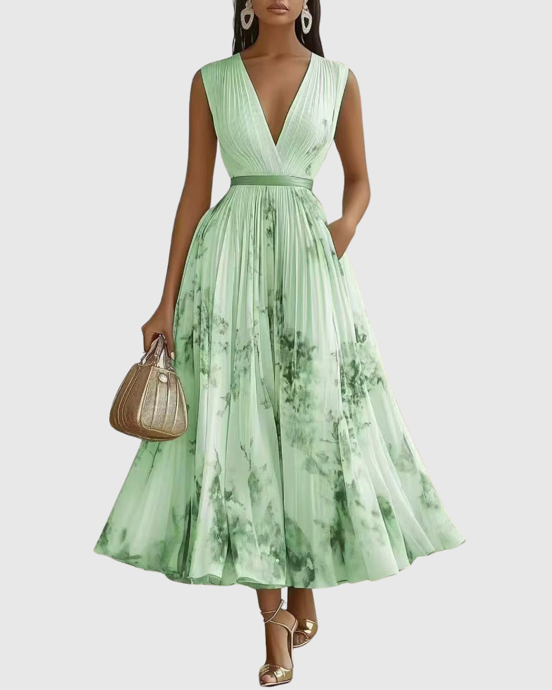 Rosa Maxi Dress | Long Sleeve Floral Design with Pleats 1