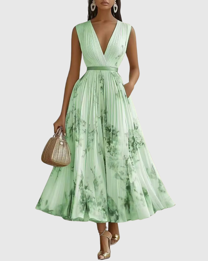Rosa Maxi Dress | Long Sleeve Floral Design with Pleats 1