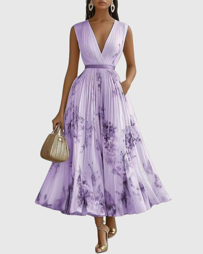 Rosa Maxi Dress | Long Sleeve Floral Design with Pleats 2