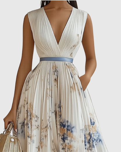 Rosa Maxi Dress | Long Sleeve Floral Design with Pleats 3