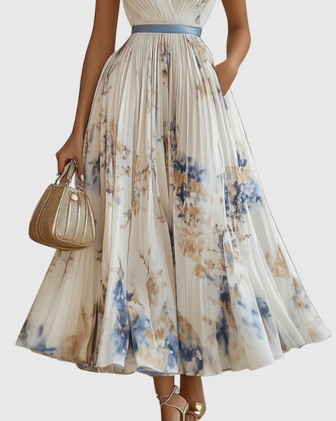 Rosa Maxi Dress | Long Sleeve Floral Design with Pleats 4
