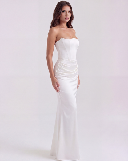 Rosa Women's Dress | Elegant White Corset Design, Stretch Crepe 2