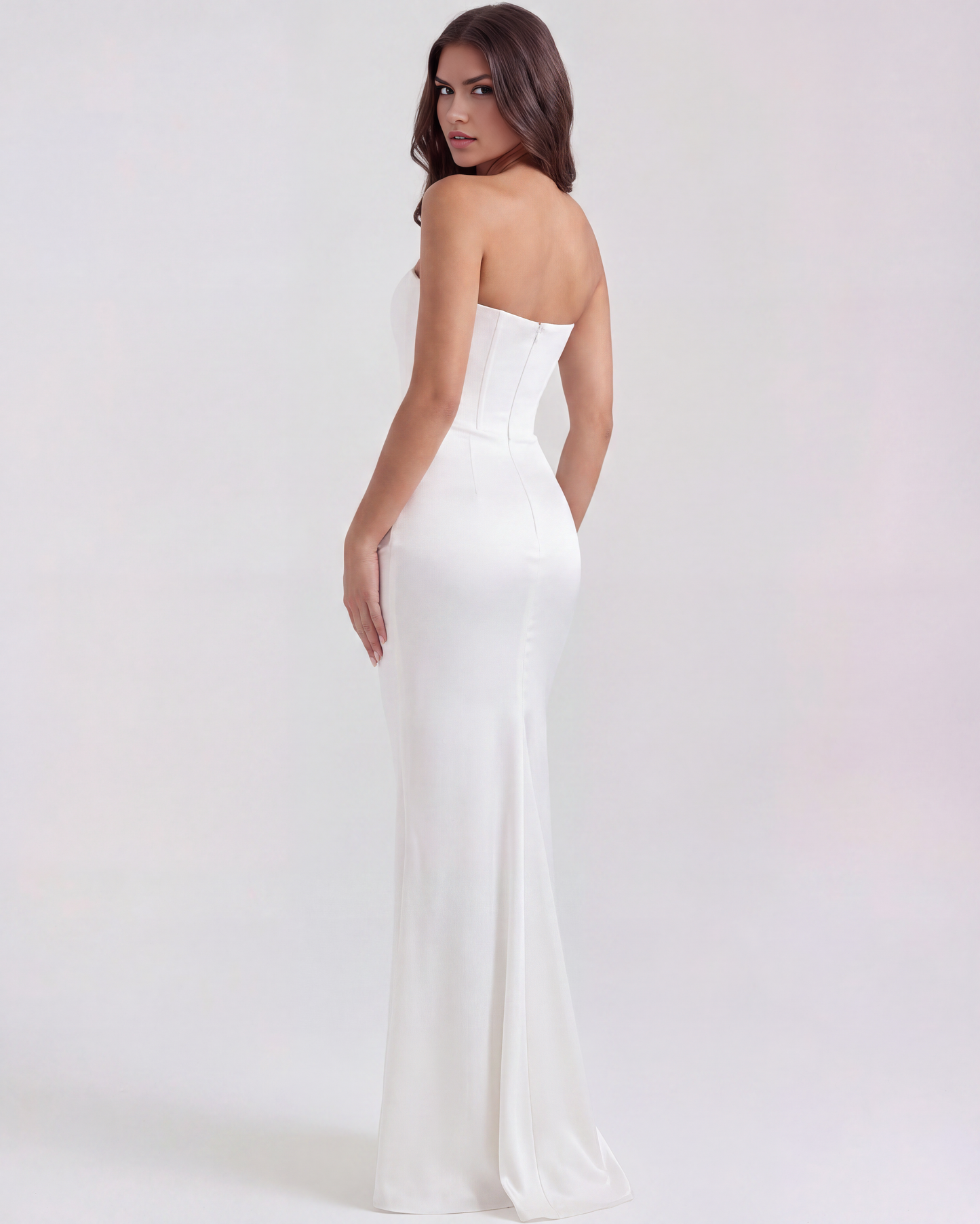 Rosa Women's Dress | Elegant White Corset Design, Stretch Crepe 4