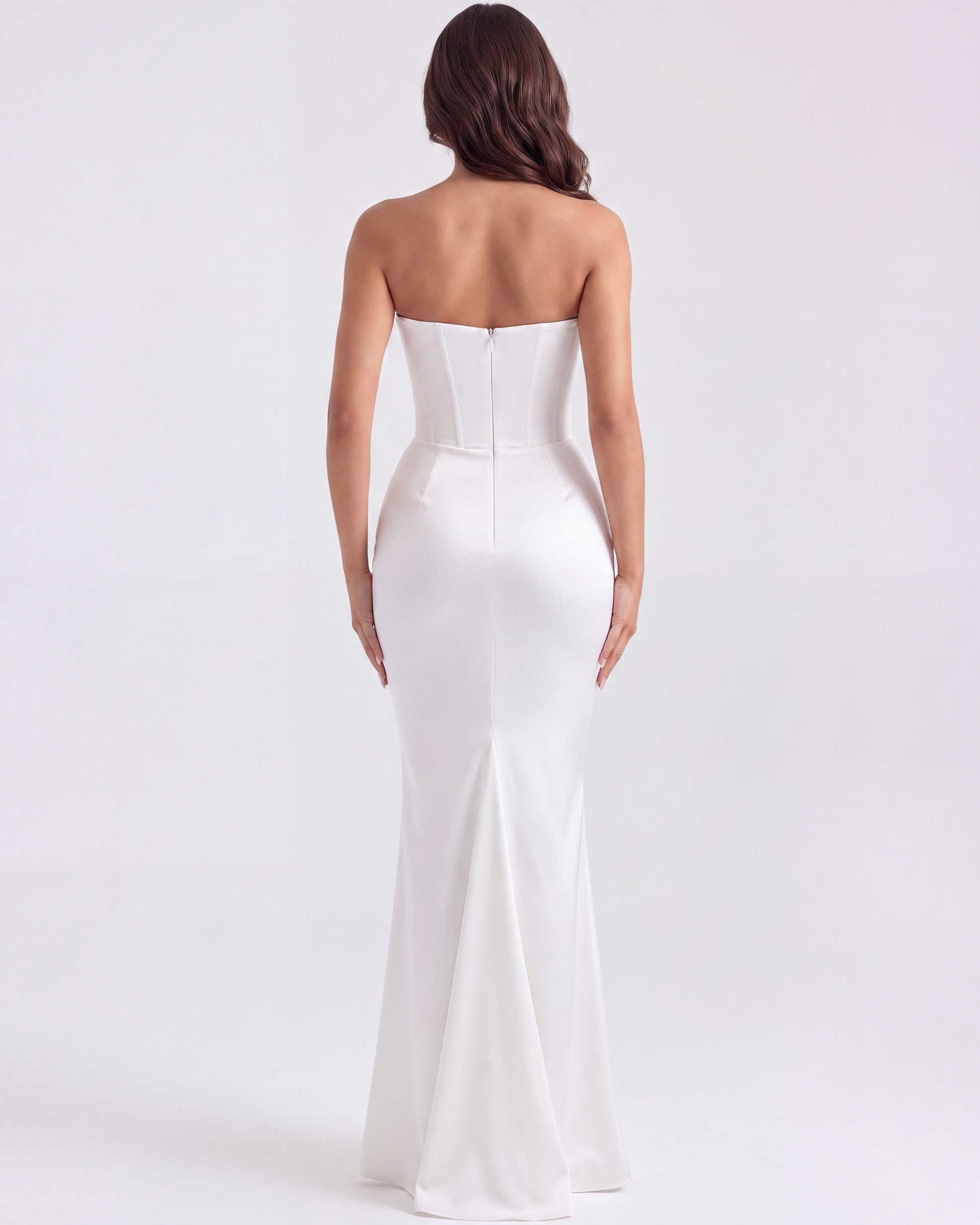 Rosa Women's Dress | Elegant White Corset Design, Stretch Crepe 5