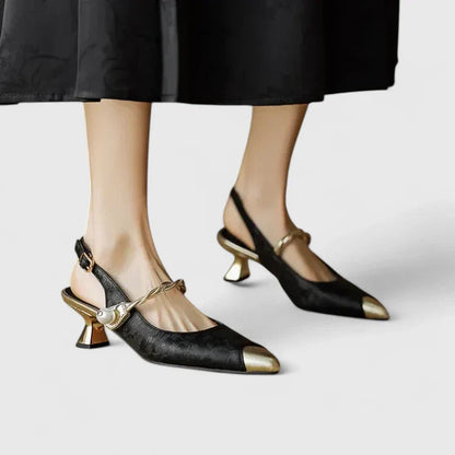 Sera Block Heel Wedding Shoes | Comfortable Pearl Strap, Floral Texture 3