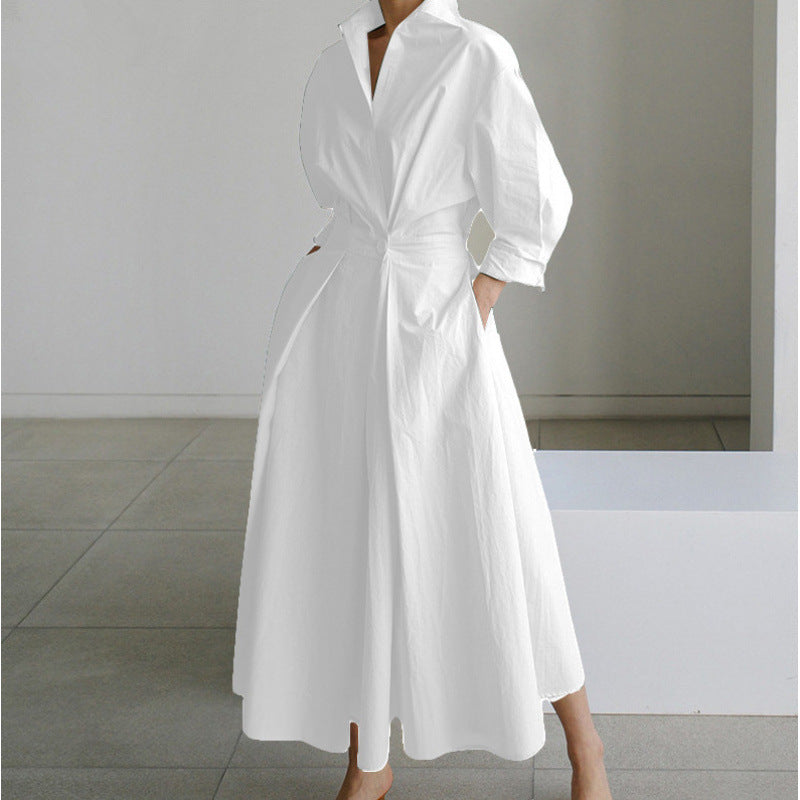 Sofia Maxi Dress | Elegant White Front Wrap, Collared Design for Women 0