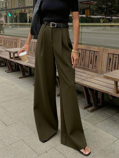 Soleil Wide Leg Pants | Woven Polyester Blend, Regular Fit Women’s Palazzo Trousers 14