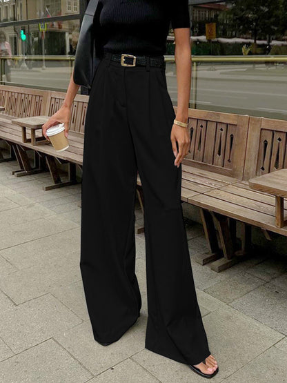 Soleil Wide Leg Pants | Woven Polyester Blend, Regular Fit Women’s Palazzo Trousers 4