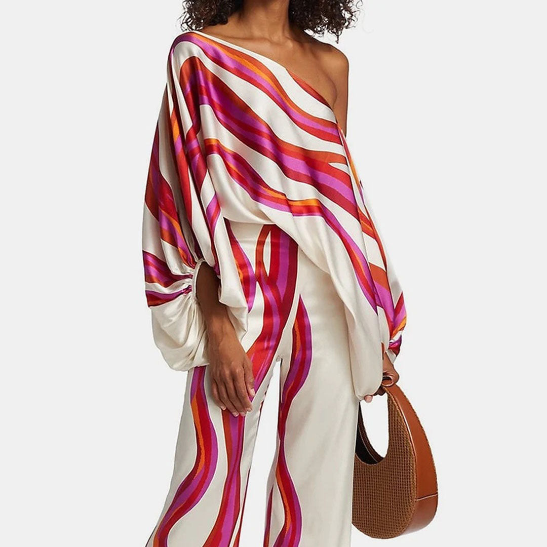 Sora Women's Summer Set | Chic Two-Piece Design, Off-Shoulder Lantern Sleeves 1