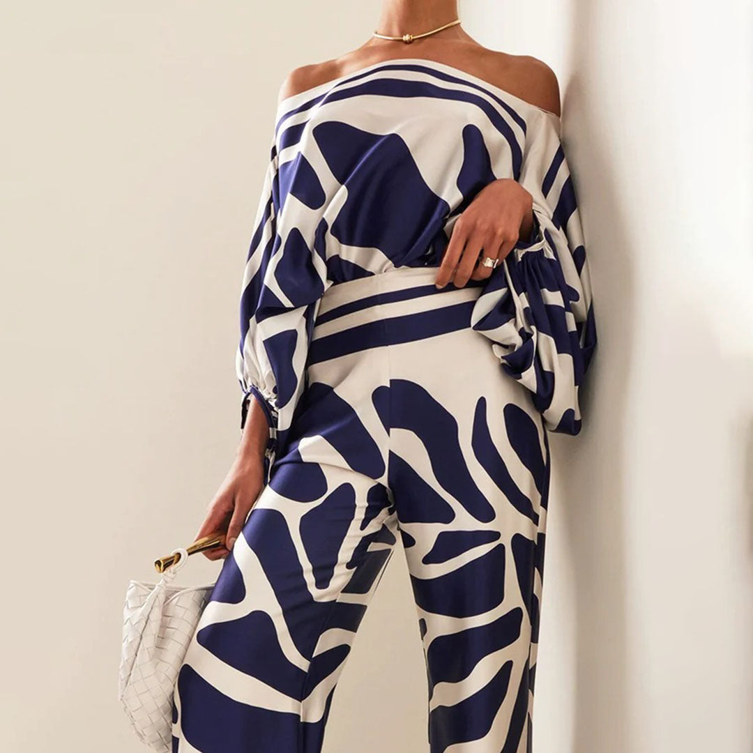Sora Women's Summer Set | Chic Two-Piece Design, Off-Shoulder Lantern Sleeves 3