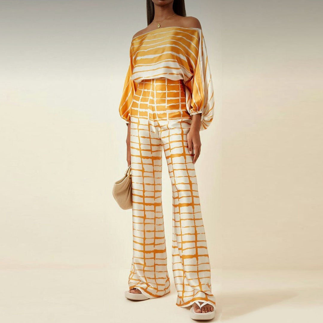 Sora Women's Summer Set | Chic Two-Piece Design, Off-Shoulder Lantern Sleeves 9