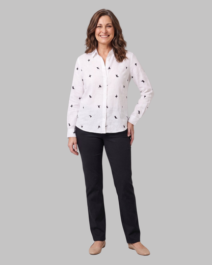 Fiora Women's Top | Cotton Linen Long Sleeve Blouse