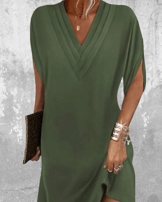 Amelia Women's Dress | V-Neck, Tummy Covering, Elegant Short Dress