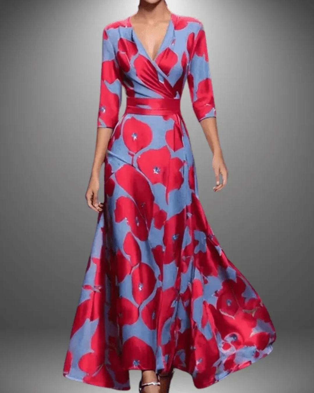 Luna Maxi Dress | Flattering Wrap Design, 3/4 Sleeves