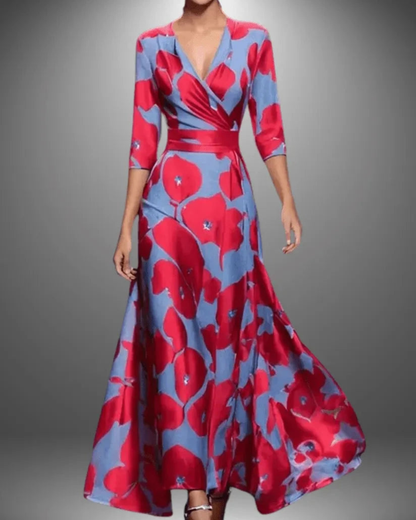 Luna Maxi Dress | Flattering Wrap Design, 3/4 Sleeves