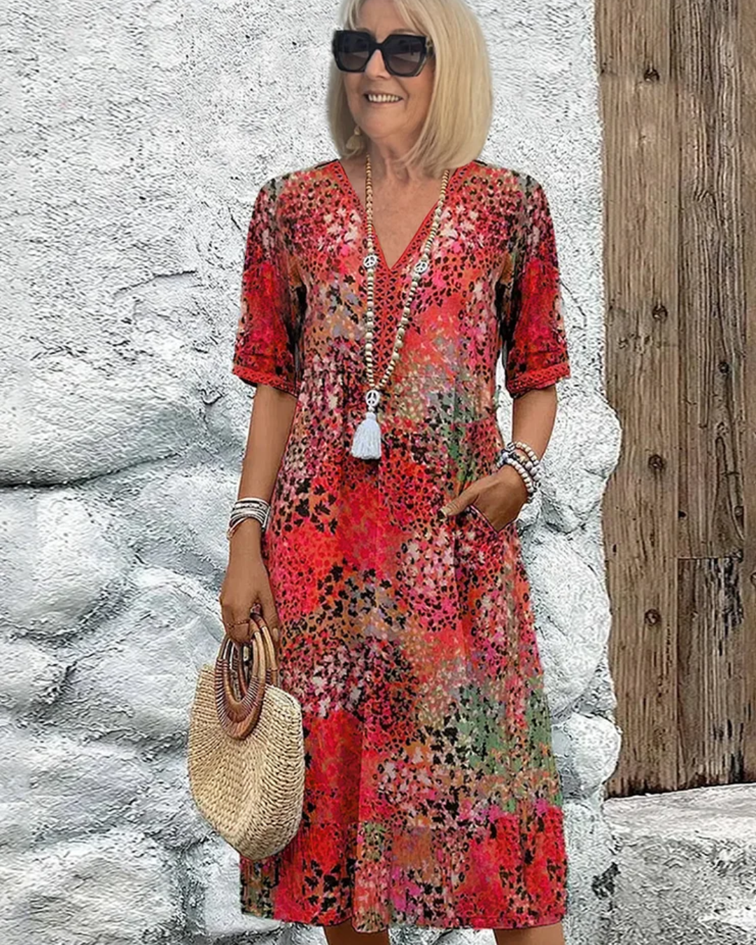 Aria Midi Dress | Vibrant Pattern, Flattering Fit - Ideal for Wedding Guest & Summer Events