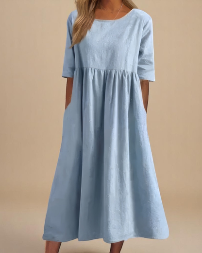 Aurelia Women's Dress | Mid Sleeve, Cotton Comfort, Side Pockets