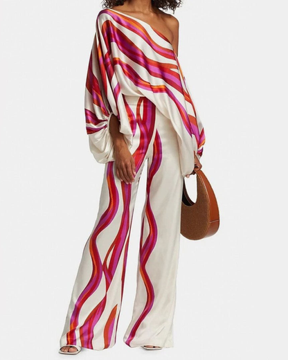 Sora Women's Summer Set | Chic Two-Piece Design, Off-Shoulder Lantern Sleeves