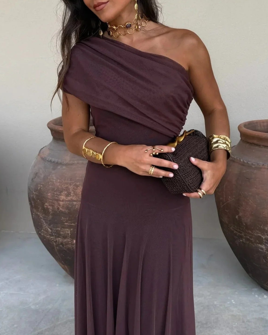 Wella One-Shoulder Dress | Lightweight, Pleated Summer Elegance for Wedding Guests