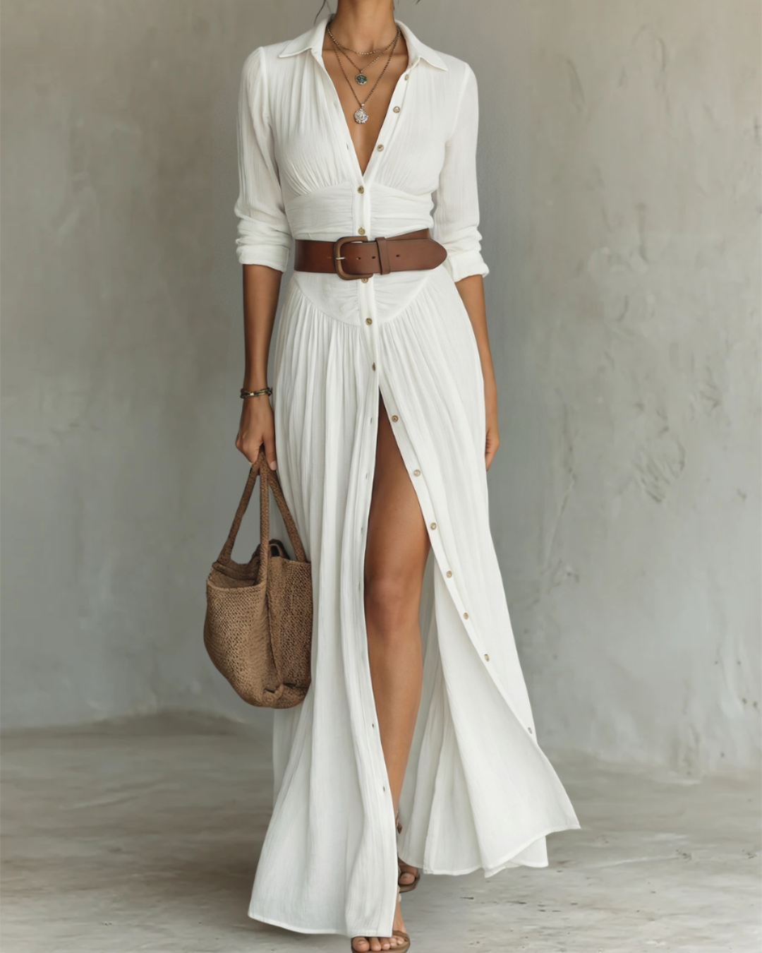 Haven Maxi Dress | Long Sleeve, Pleated Skirt, Collared