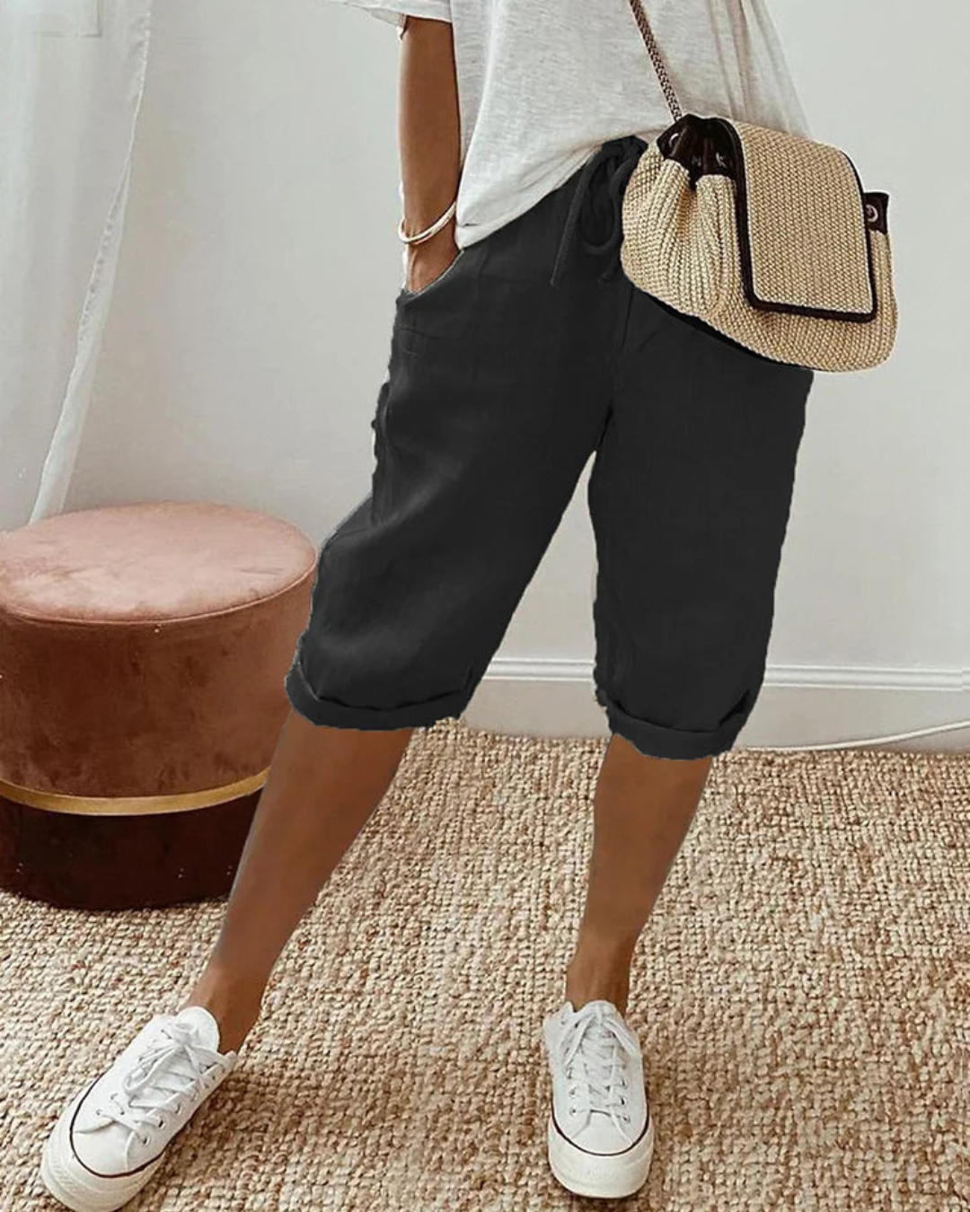 Elysia Cotton Pants Women | Relaxed Fit, Lightweight White Cotton