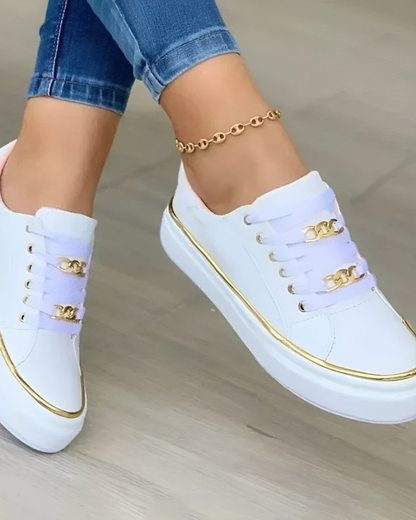 Alyssa Sneakers | Chic with Golden Accents, Shock-Absorbing Sole
