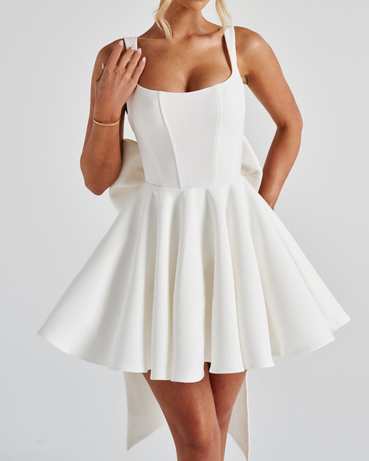 Riviera Mini Dress | Elegant Ivory Wedding Guest Dress