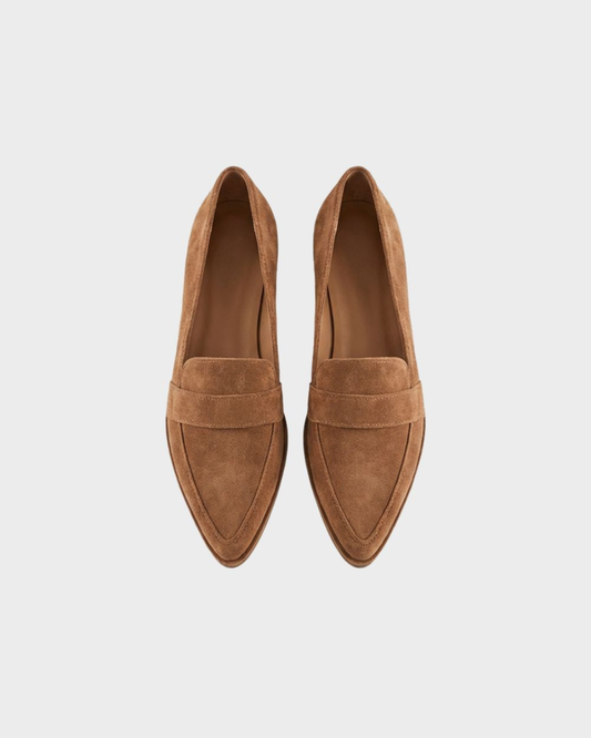 Nina Penny Loafers | Soft, Pointed Toe, Small Block Heel, Black