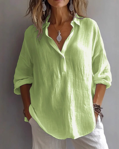 Liora Women's Shirt | Casual Linen, Wide Sleeves