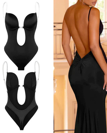 Liora Backless Bodysuit | Seamless Shapewear, Sculpting Cups in Black or White