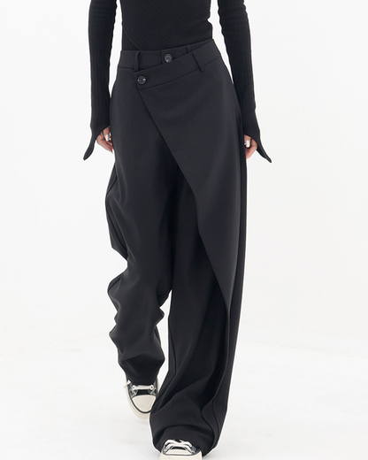 Alira Wide Leg Pants Women | Asymmetrical Layered Design, Woven Fabric