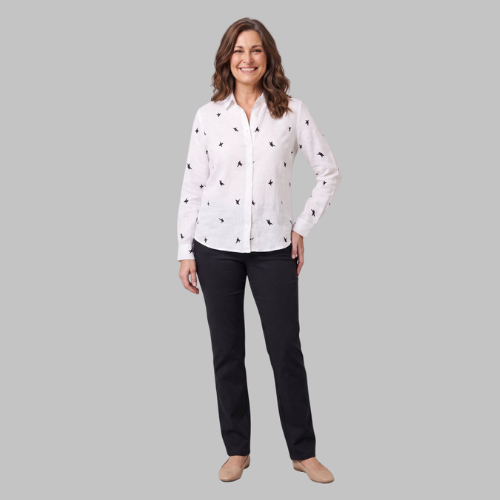 Fiora Women's Top | Cotton Linen Long Sleeve Blouse