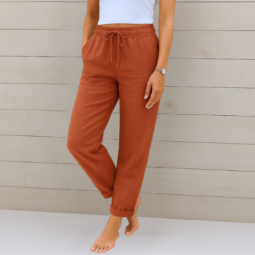 Aveline Lounge Pants | Cotton-Linen Blend, Elastic Waist, Women's Casual Trousers