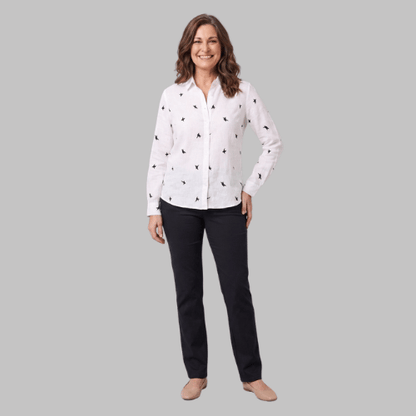 Fiora Women's Top | Cotton Linen Long Sleeve Blouse