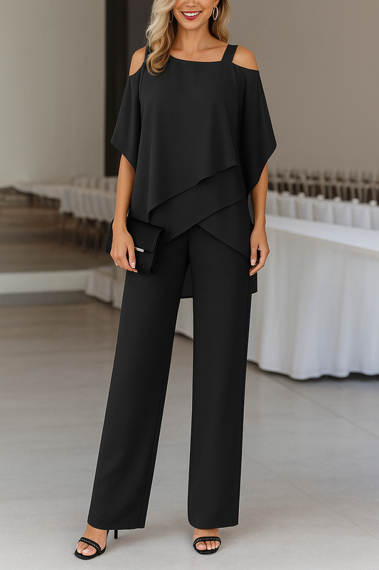 Wanda Jumpsuit Women | Off-Shoulder Layered Elegant Design, Wide Leg 0