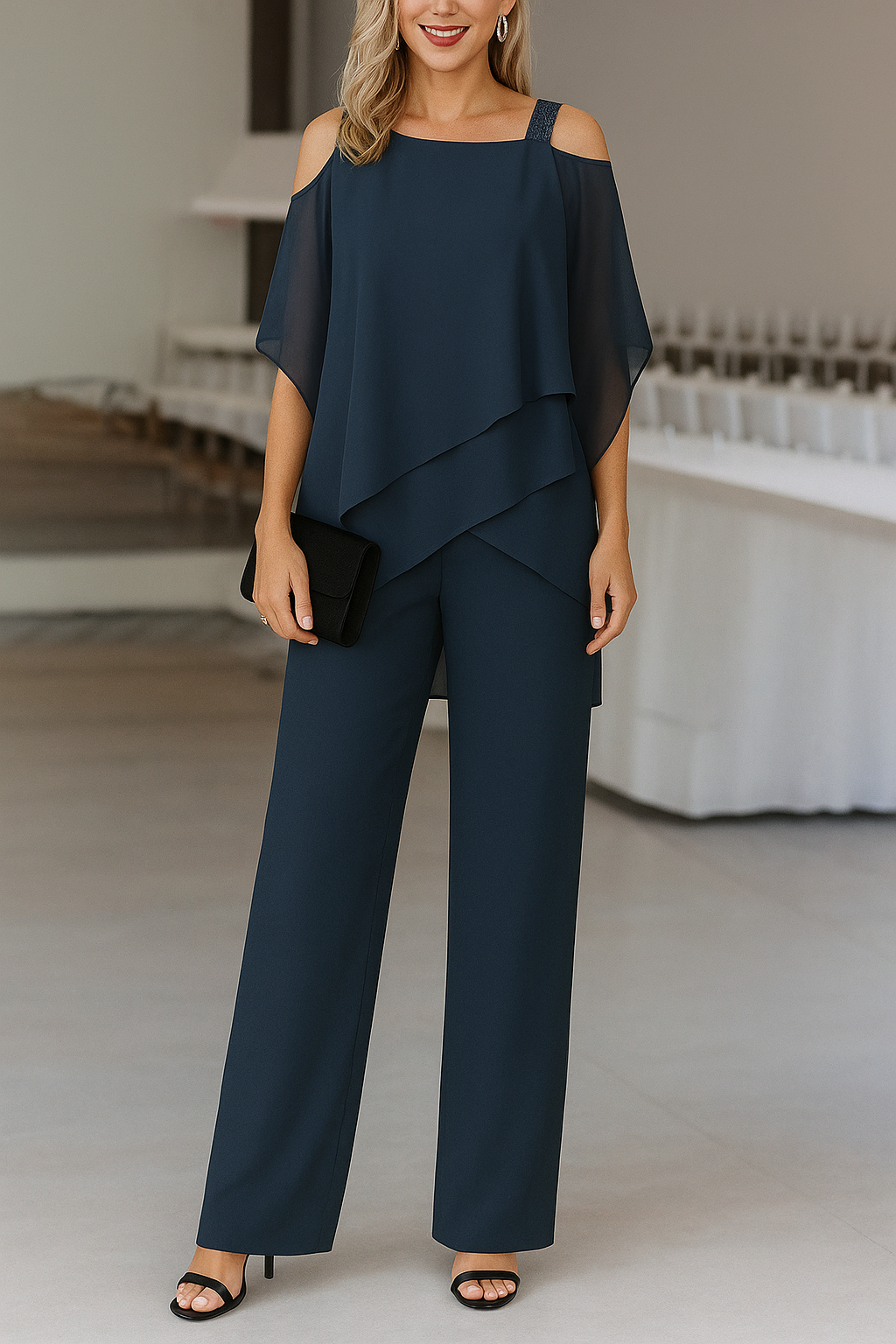 Wanda Jumpsuit Women | Off-Shoulder Layered Elegant Design, Wide Leg 3