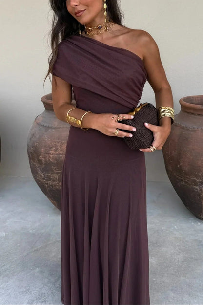 Wella One-Shoulder Dress | Lightweight, Pleated Summer Elegance for Wedding Guests 0