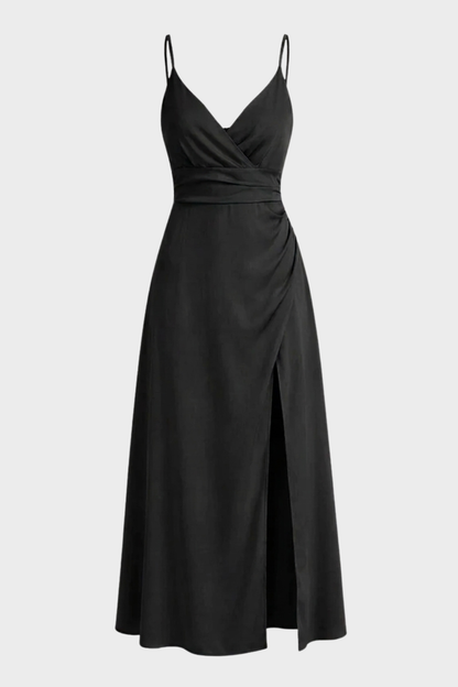 Wendy Black Maxi Dress | Elegant Wrap Design, A-Line Silhouette 0